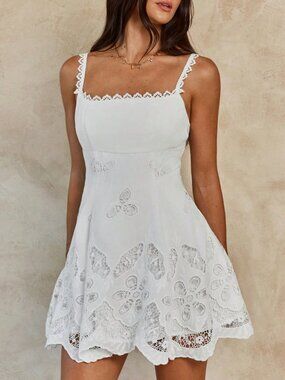 Elegant White Women's Floral Mini Dress